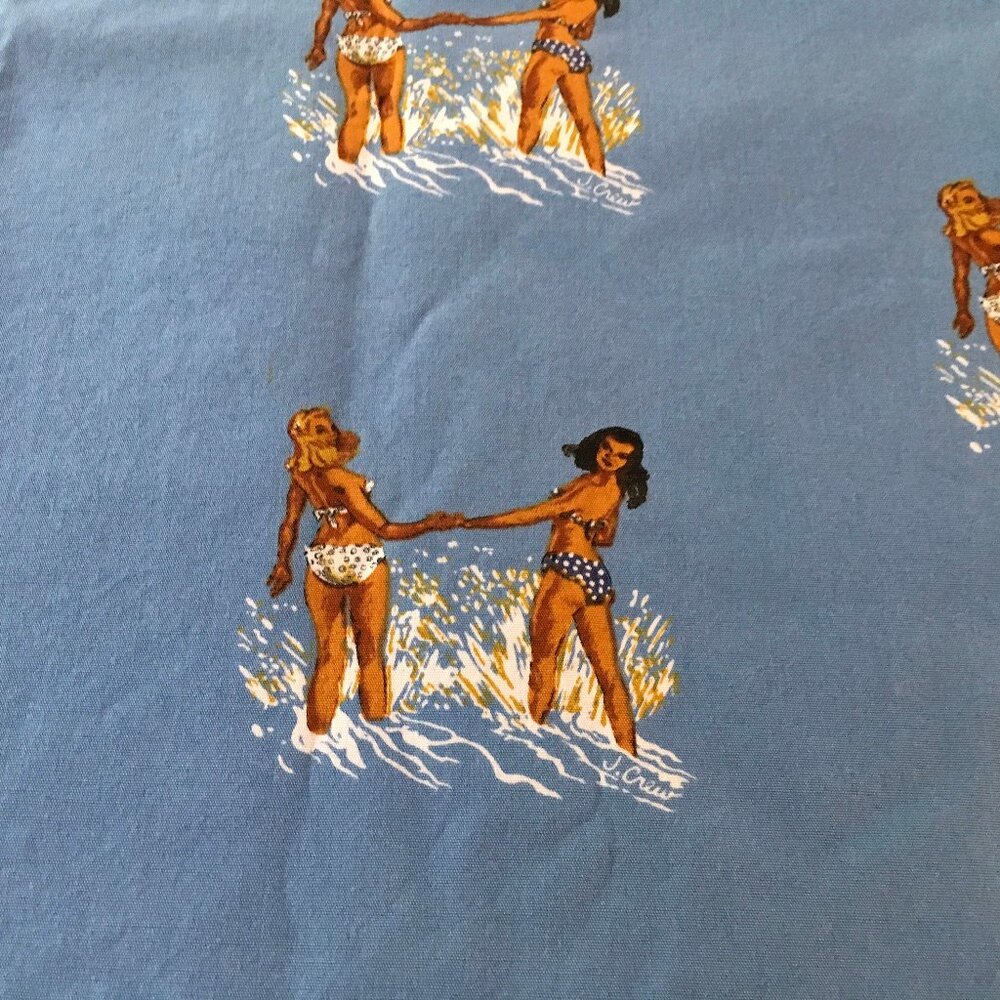 Vintage Pin Up Girls 60s Style Beach Print Fabric Women In Bikini  Models